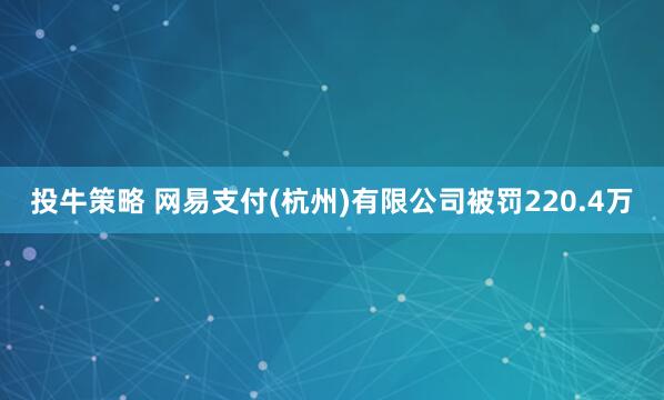 投牛策略 网易支付(杭州)有限公司被罚220.4万